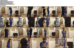 [JS原创] 小冷 性感蓝色皮衣，全身紧缚 高跟鞋罚站 禁锢 疼痛的小脚不断扭动-丝依依