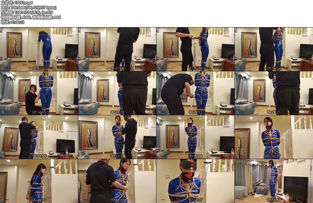 [JS原创] 小冷 性感蓝色皮衣，全身紧缚 高跟鞋罚站 禁锢 疼痛的小脚不断扭动-丝依依