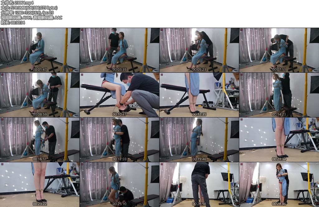 [绳之韵] 小呆10CM细高透明小旗袍，民国风美少女穿越而来只为绳（上集）后手缚+股绳捆绑+直立吊-丝依依