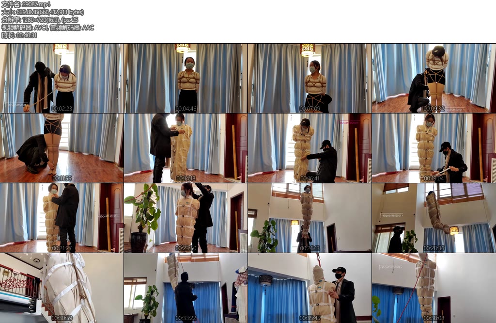 [一绳所爱] 小花影麻绳KB拘束袋紧束，高高悬空吊起来-丝依依