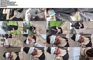 [小宝丫丫] xiaobaoyaya 胖墩墩女生体验户外戴口球扎带捆绑出行-丝依依