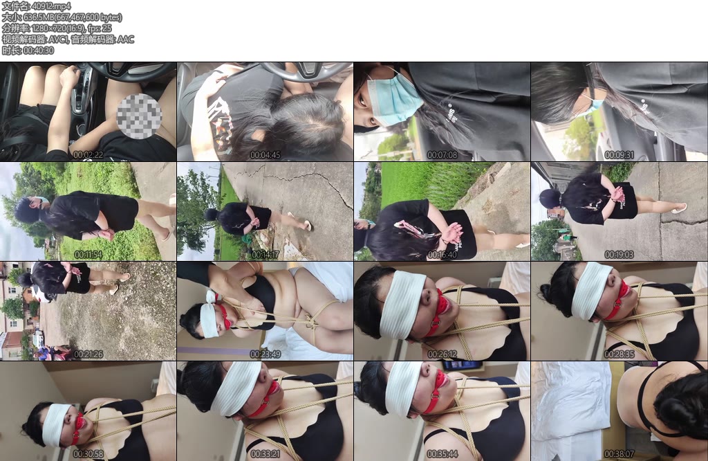 [小宝丫丫] xiaobaoyaya 胖墩墩女生体验户外戴口球扎带捆绑出行-丝依依