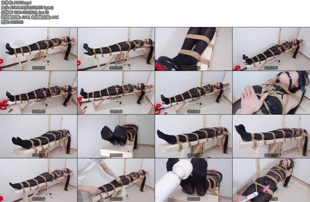 [亚洲绳艺] 冷酱长凳上黑色诱惑套装捆绑调教-丝依依