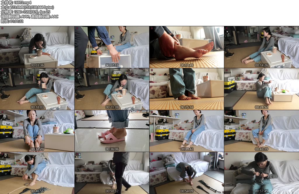 [绳之韵] 新晋乖奴小软镣铐游戏（第一集）带着手铐、脚镣用餐、做家务，尝试自行解拷-丝依依