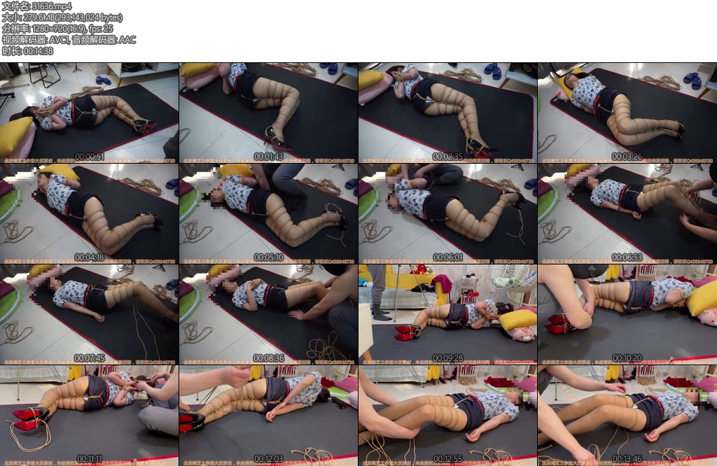 [BJ原创] 北京绳艺 东航空姐棕丝黑高超紧观音多股超紧并腿缚（3）-丝依依