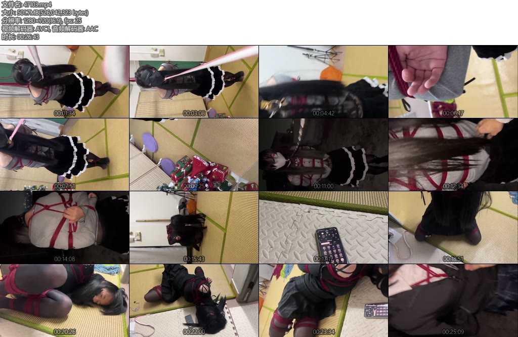 [亚洲绳艺] 伪娘m紧缚的各种惩罚后庭按摩天台遛弯折腿缚电击爬行-丝依依