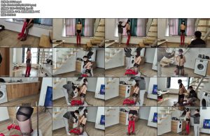 [素人原创] 12.5公分金属尖头超细跟过膝长靴黑丝捆绑跪下镣铐口球-丝依依