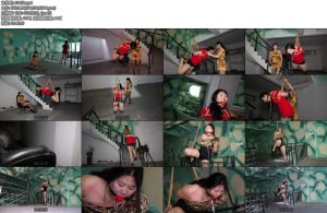 [胜景影视] 废弃房的调教下集女M趁着女主不注意挣脱捆绑把女主勒晕女M反客为主把女主捆绑调教女主被戴上超大口球在楼房里受到各种捆绑吊打调教-丝依依