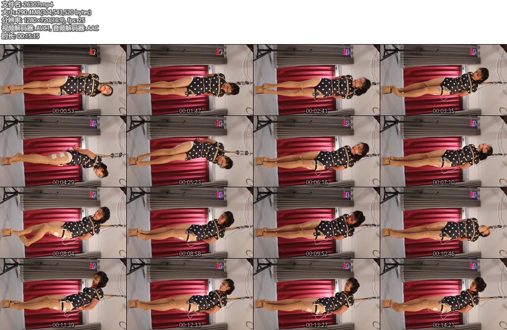 [路由原创] 电控罚站模特被捆住吊在吊架上被迫垫脚尖站立-丝依依