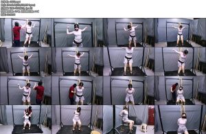 [飞天原创] 把云婉儿强行马步绳子圈住脖子股绳通过铁环拉向地面往下蹲绳子圈着勃子呼吸困难往上想起身勒的B难受-丝依依