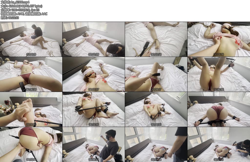 [延江艺束] 原创纯TJ无剧情无尿点胶带蒙眼口球堵嘴四肢固定大字型床缚滴蜡鞭打抽耳光R胸扣档大棒棒塞进内裤强制GC-丝依依
