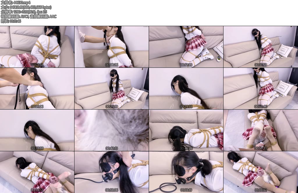 [嗷大喵] 少女情劫第三集虐嘴特辑被捂晕日式紧缚胸缚绳衣股绳蛇缚并腿捆跪缚电击杨具口球固舌口球开口器口水横流直臂紧缚分腿蟹缚-丝依依