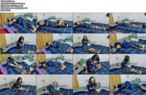 [亚洲绳艺] 女学生用皮带绑这个可怜的女孩被皮带和绑带绑在她的腿上光滑的黑丝袜和嘴裡的球让她流口水好几次-丝依依