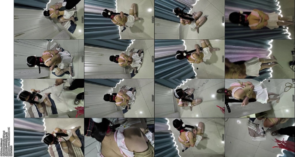 [亚洲绳艺] 谁谁 白丝女仆小m超紧并肘捆绑训练-丝依依