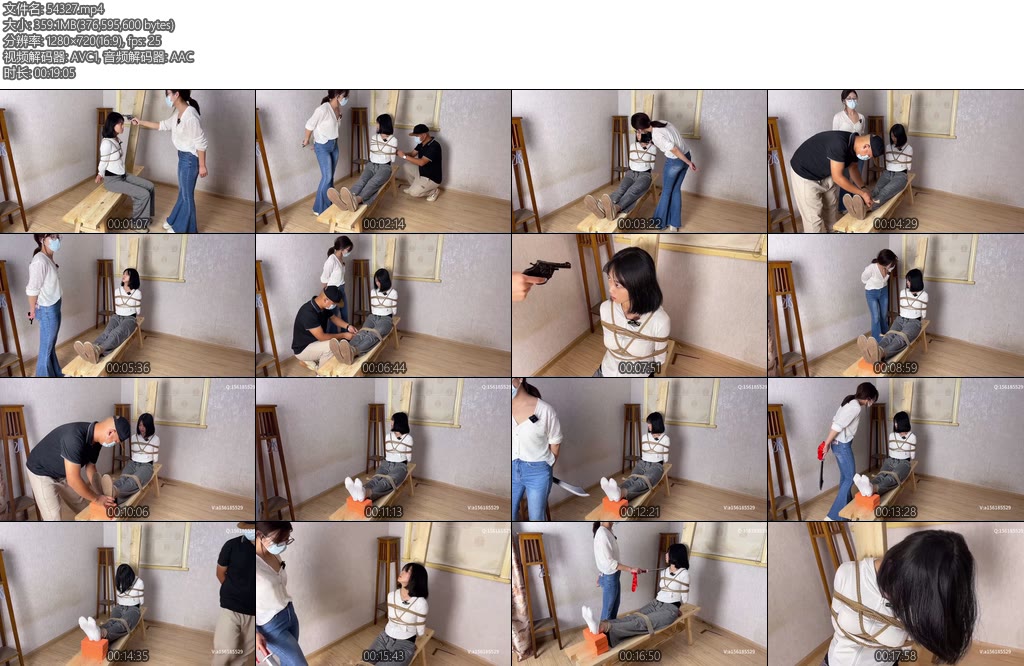 [龙飞原创] 抓捕带走审讯室老虎凳捆绑痛苦到挣扎晕倒-丝依依