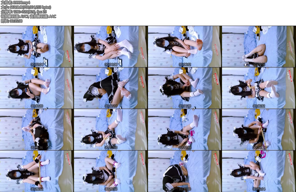 [新月原创] 玉箫家庭作业（18）女仆装白丝白袜驷马铐换袜子秀足-丝依依