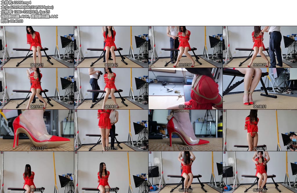 [绳之韵] 菲菲红纱睡衣丁字裤仰面缚虐，重度游戏又巅峰-丝依依