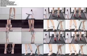 [亚洲绳艺] 超短裙白凉高手脚连铐与无线TD金属GS电击器电动BB在跑步机上-丝依依