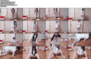 [亚洲绳艺] 少女被命令脱衣服换上情趣装脱下袜子塞嘴里并用胶带封嘴戴上项圈爬行后被命令强高-丝依依