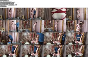 [随心原创] 艾琳白丝连体衣老虎凳倒吊-丝依依