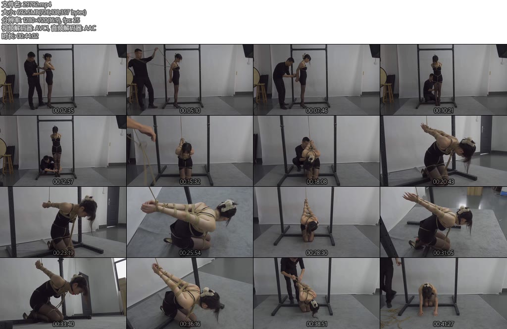 [艺束人生] 可可紧缚初体验（上集） 黑丝吊带裙直臂跪缚吊-丝依依