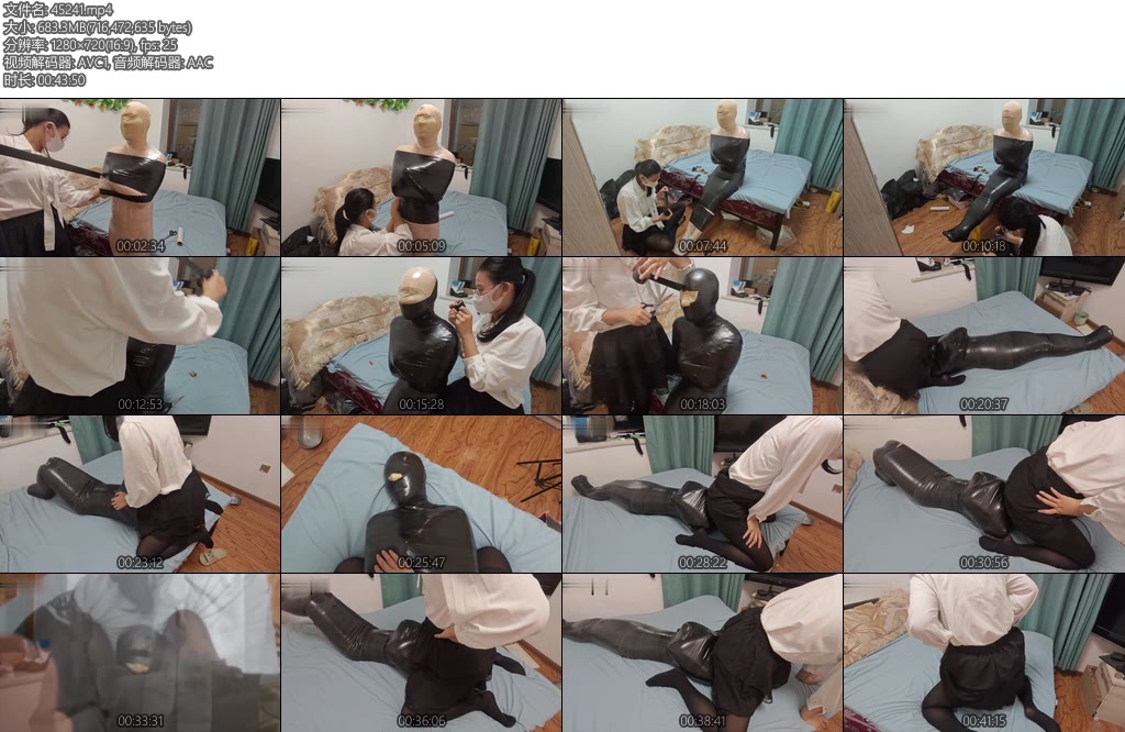 [狸猫原创] 女M黑色胶带全包木乃伊全程坐脸X_X打耳光-丝依依