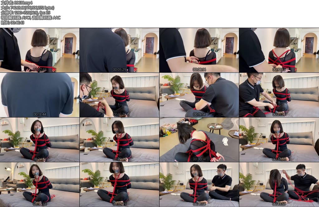 [默示录] 缚艺录小若胶带封嘴后的后手团缚-丝依依
