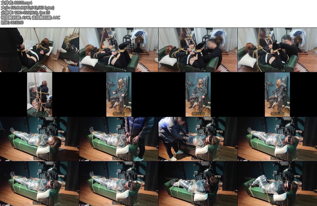 [鬼识原创] 伪娘黑丝休闲装驷马半吊刑椅拘束保鲜膜木乃伊半包抚摸TK震动-丝依依