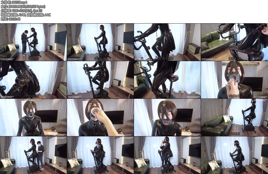 [鹿角与猫爪] 乳胶玩物的动感单车上下活塞运动动感单车上粘着插件铐在单车上骑车上下运动开口环强制深喉前后一起活塞运动-丝依依