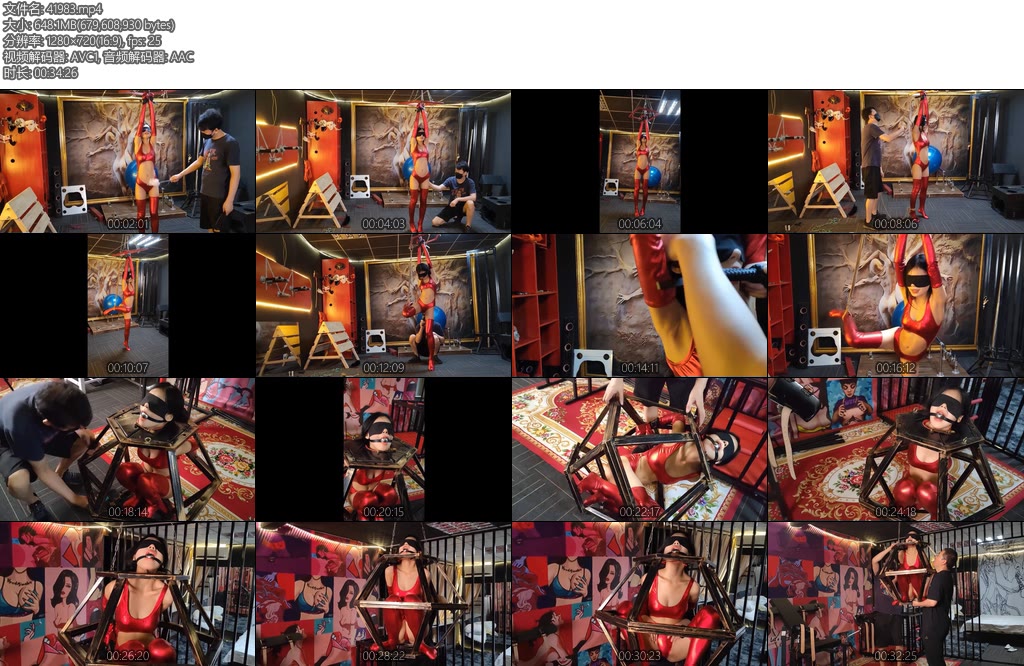 [意之窗] 汤圆胶衣女王装极限垫脚尖站立鞭打塞入狭小笼中-丝依依