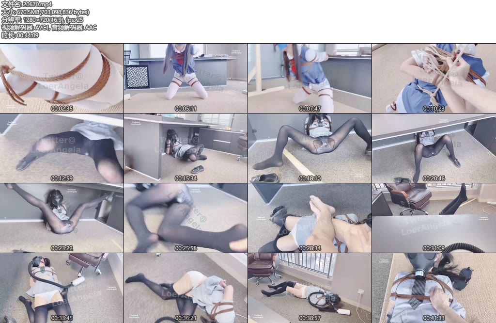 [窒物者] 大佬办公室内的调教 白丝+黑丝，TD内入，吊绑+分腿+折腿，股绳+防毒面具-丝依依