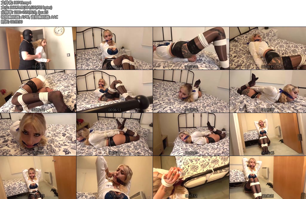 [欧美绳艺] Zeena Secretarys Drooling Despair Tight Bondage Elbows Together and Strappado Struggle-丝依依