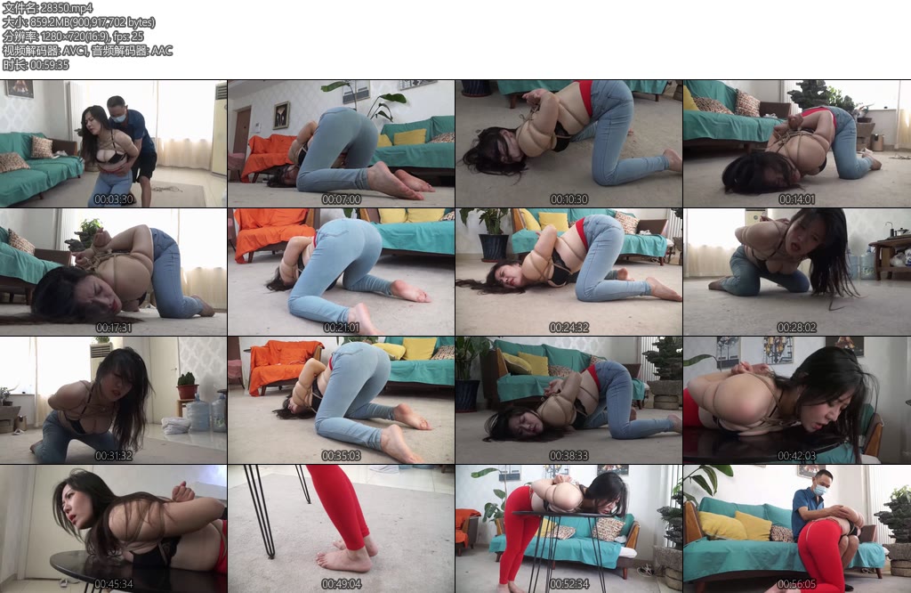 [逍遥原创] 李然紧缚挣扎 身材丰腴的李然姐，穿上黑色内衣和紧身牛仔裤，被绑匪用麻绳紧紧即-丝依依