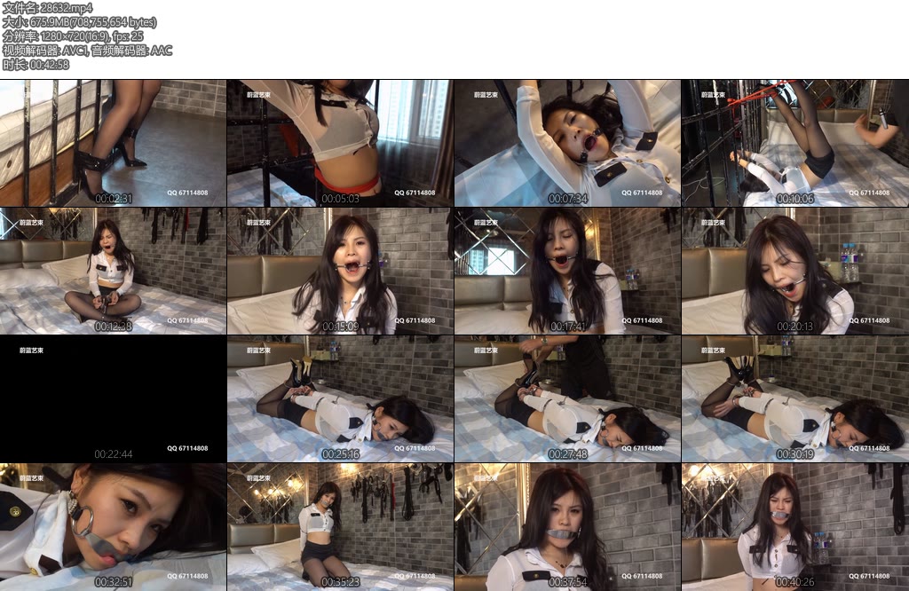 [蔚蓝艺束] 小羊口环口枷驷马折腿坐缚跪缚三练铐的折磨-丝依依