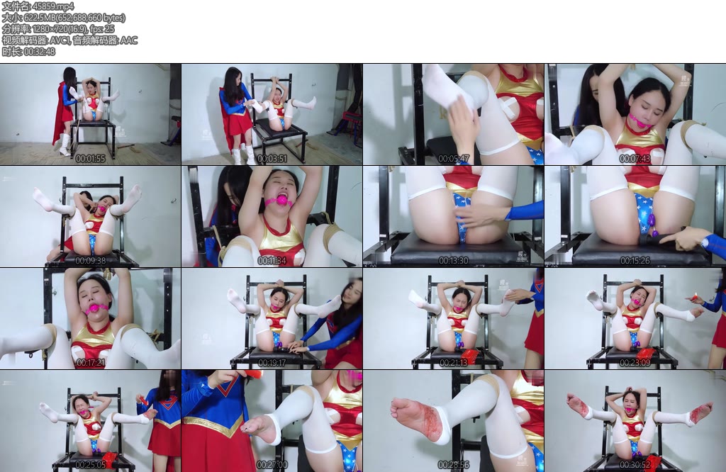 [樱束原创] 神奇女侠VS女超人cos神奇女侠女超人败在女超人手下的神奇女侠被固定在刑椅上开腿羞辱折磨强迫带上口球狂挠脚心-丝依依