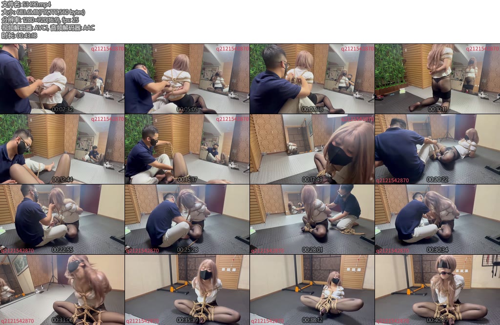 [悦感日记] 小美复刻动漫紧缚姿势挣扎调教口水直流震动JK黑丝带捆绑过程-丝依依