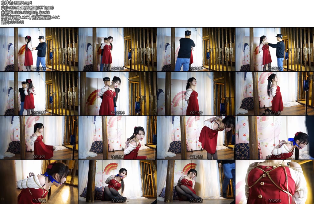 [锐度主张] 嫣儿 红裙五花胸缚蓝丝带口球口水收集-丝依依