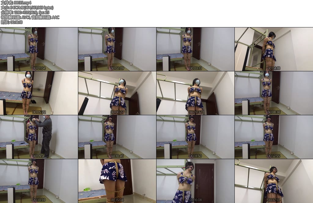 [新月原创] 荷露定拍泳装站缚直臂股绳蒙眼口球堵嘴身材很棒-丝依依