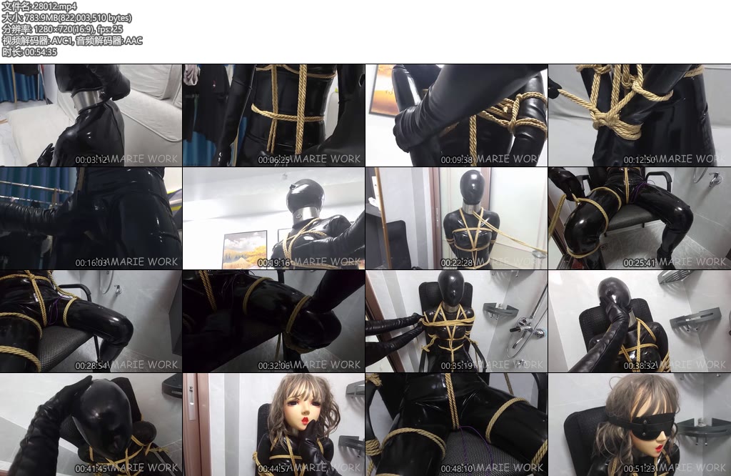 [Namarie Work] 假期我要被拘束乳胶娃娃拘束篇（10）HIG全包胶衣拘束绳索KBZD蛋放置全包头套H吸Y制-丝依依