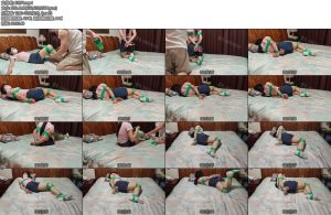 [墨色原创] 18岁蛋糕船袜绿色胶带捆绑挣脱挑战-丝依依