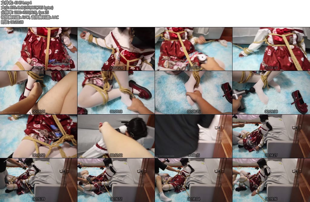 [荷仙原创] 荷仙少女 暗黑风红萝li白丝少女的惩罚虐待黑点状布条蒙嘴发不出声音的呜咽声绑在沙发上洛丽塔少女不停的被言语羞辱电笔的滴滴声-丝依依