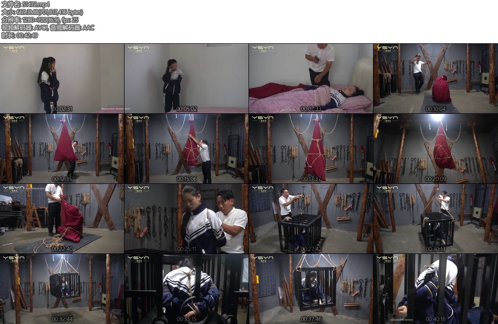 [一绳有你] 笼中悲歌暑假归来的梓瑶午睡惨遭绑匪堵嘴装麻袋吊起闷得汗流浃背又被五花大绑放进囚笼高高吊起-丝依依