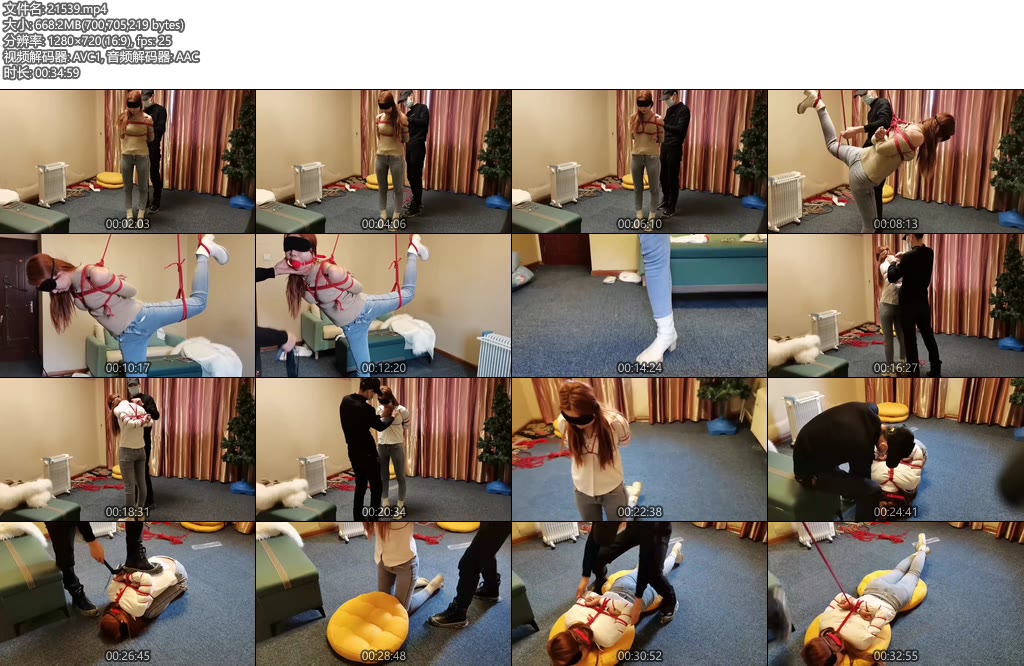 [一绳所爱] 潇潇白衬衣五花大绑，蒙眼堵嘴，踩踏打屁股，潇潇很喜欢-丝依依