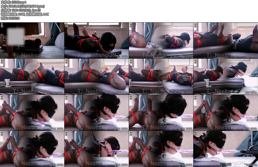 [娜绳原创] 青柠带着口箍强制张嘴被炮击口小嘴巴手被日式缚双脚被折叠缚带上口箍后在她面前放的炮击-丝依依