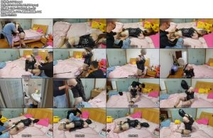 [网友原创] 我的媳妇 第64弹、皮具篇、束腰、胶带包手、单手套、五层丝袜套头-丝依依