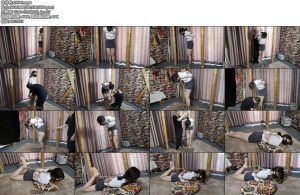 [束缘阁] 杨蕊 完美的身材 透明白衬 灰色包臀裙紧缚-丝依依