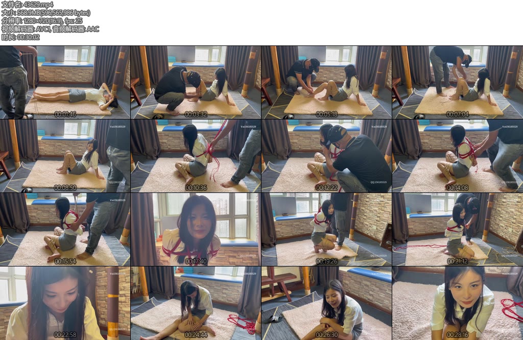 [龙飞原创] 喜喜自己玩绳子美丽动人的喜喜玩不好生气了这个时候绳师出现帮她捆绑喜喜最后表演一分钟哭戏-丝依依