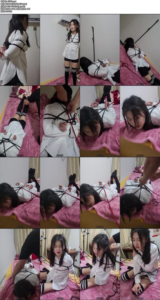 [皖北原创] 皖北绳艺 新人小染白色衬衫过膝袜五花驷马挣扎体验-丝依依