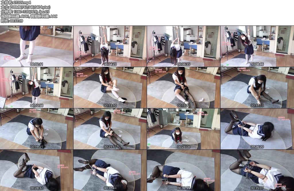 [子衿原创] cic女仆训练，反手吊绑，镣铐换丝袜，换不好就惩罚，跪趴，直臂镣铐臂铐驷马解缚-丝依依