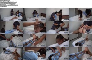 [MJ影视] 美女劫持 高颜值大二学生月月家中被蒙面男匕首劫持直臂驷马挠脚心打脚心打屁股-丝依依